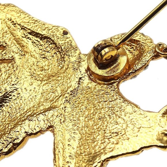 Chanel Eagle Rhinestone Brooch Pin Corsage Gold-plated - Picture 3 of 5